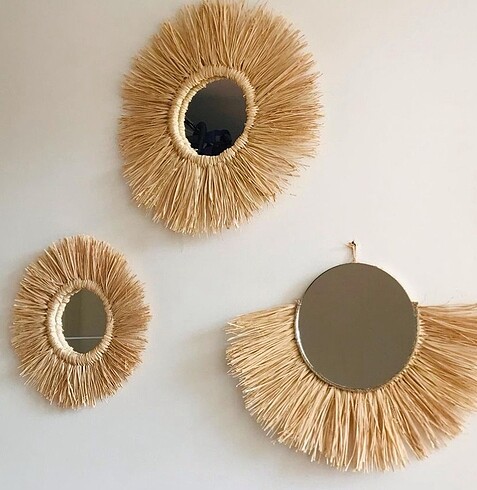 Zara Home Rafya ayna duvar süsü set