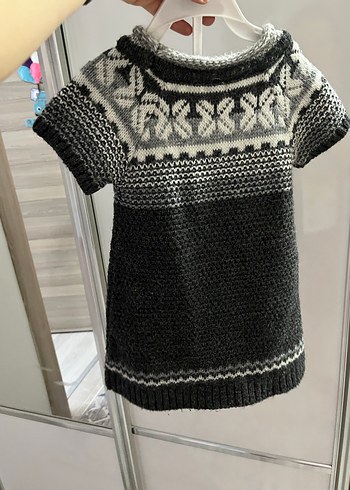 Gri Bohem Kısa Kollu Triko Kazak kız çocuk - Görsel 2