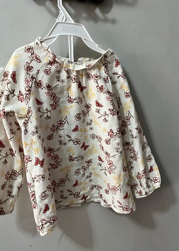 Beyaz Çiçek Desenli Kız Çocuk Bluz - Görsel 2