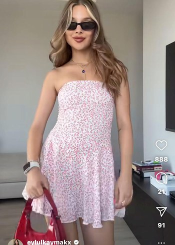 Bershka BERSHKA BANDEAU MİNİ ELBİSE