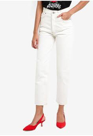 Mango Beyaz-krem renk mom jean 