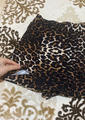 Kahverengi Leopar Desenli Mini Etek - Görsel 2