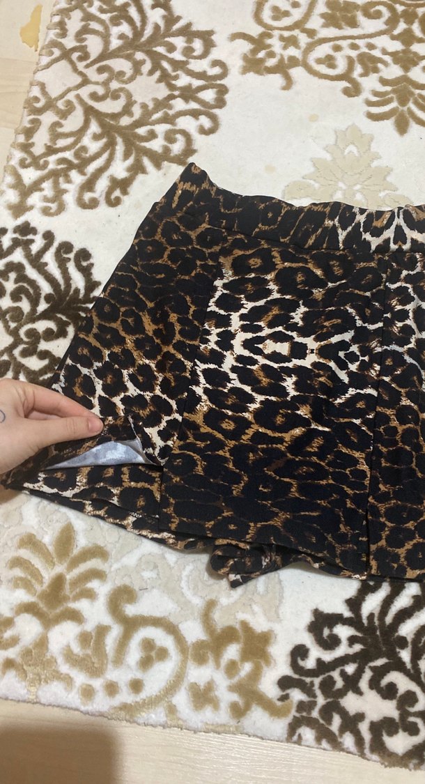 Kahverengi Leopar Desenli Mini Etek - Görsel 2