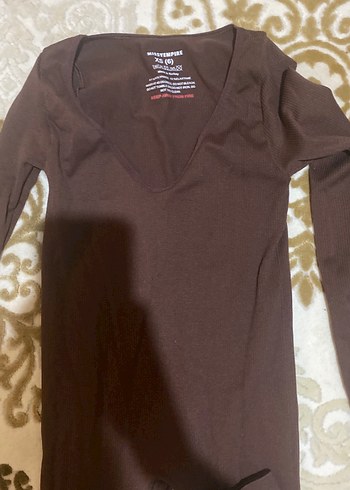 Kahverengi V Yaka Uzun Kollu Tulum - Görsel 2