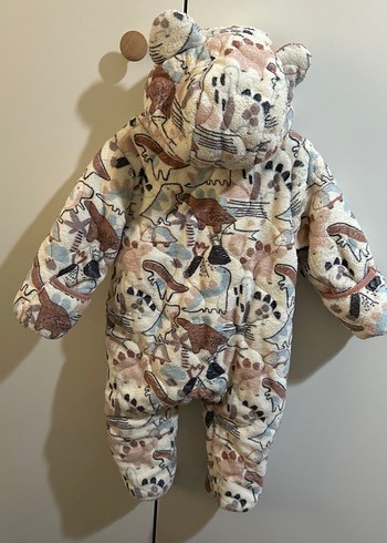 Kürk Detaylı Kapüşonlu Kamuflaj Bebek Tulumu - Görsel 5