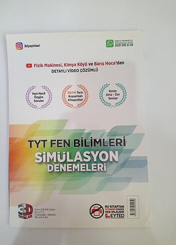  3D TYT Fen Bilimleri Deneme 