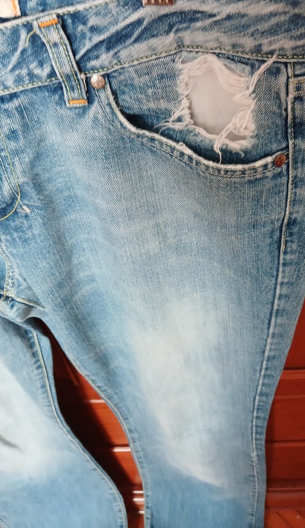 erkek Mavi Parlak Denim Midi Kot Pantolon - Görsel 3