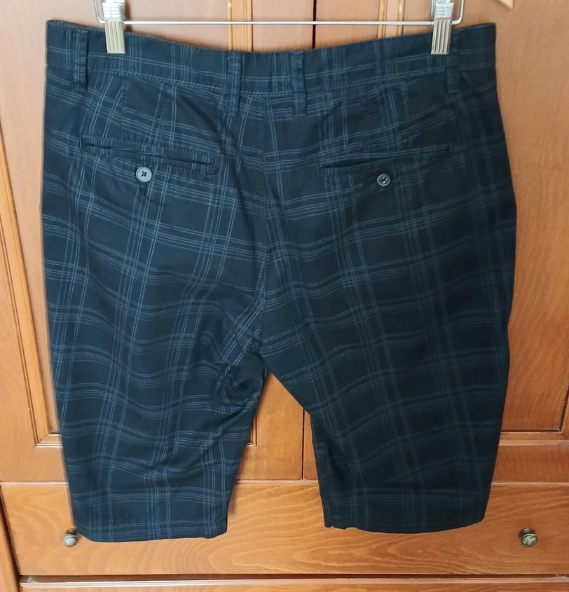 Kemer Detaylı gri çizgili erkek Denim Bermuda - Görsel 2