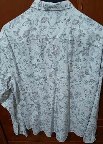 Bej Baskılı Erkek Gömlek, Uzun Kollu, Bol Kesim - Görsel 2