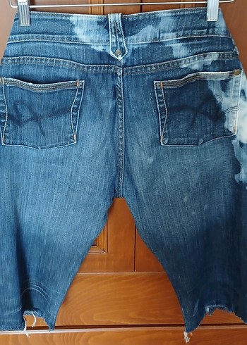 Erkek Mavi Tie-Dye Midi Denim Şort - Görsel 2