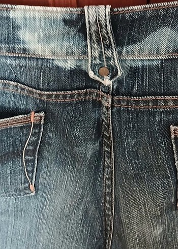 Erkek Mavi Tie-Dye Midi Denim Şort - Görsel 3