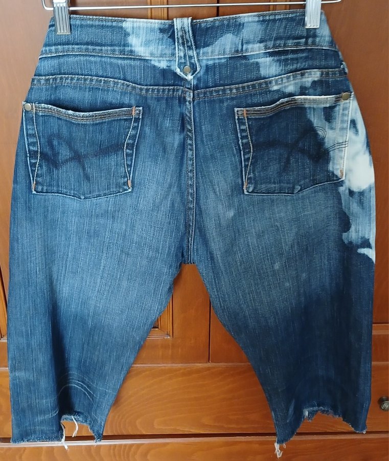 Erkek Mavi Tie-Dye Midi Denim Şort - Görsel 2