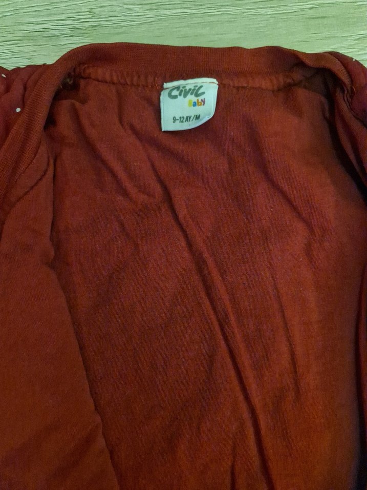 Kırmızı Baskılı Fermuarlı Bebek Tulumu - Görsel 3