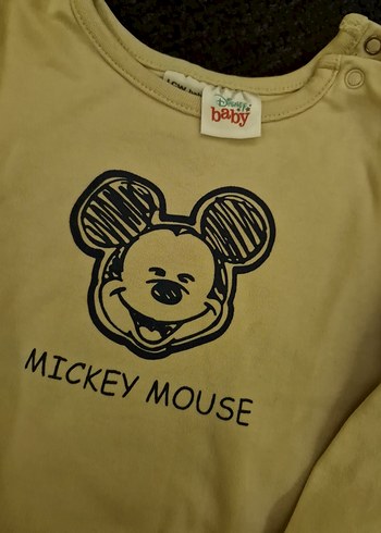 Mickey Mouse Baskılı Uzun Kollu Bebek Body - Görsel 2
