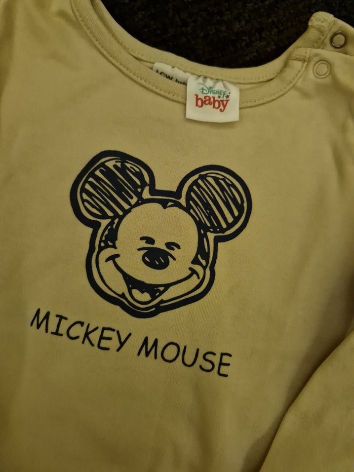 Mickey Mouse Baskılı Uzun Kollu Bebek Body - Görsel 2