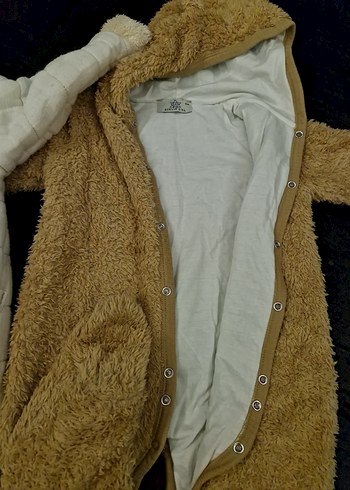 Kürklü Bej Bebek Kayak Tulumu - Görsel 3