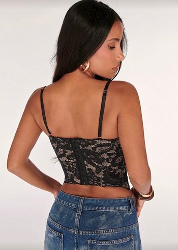 Dantel Detaylı Siyah Straplez Büstiyer - Görsel 2