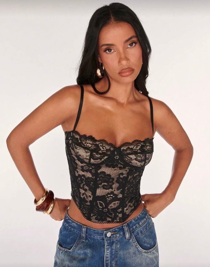 Dantel Detaylı Siyah Gotik Büstiyer - Görsel 2