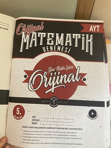  Orjinal yayınları ayt matematik deneme sadece beş deneme çözüldü