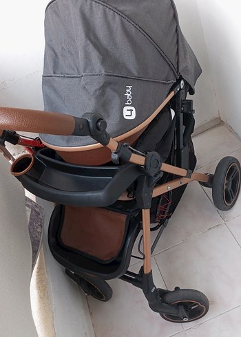0 - 13 kg Beden kahverengi Renk Kahverengi ve Gri Bebek Arabası