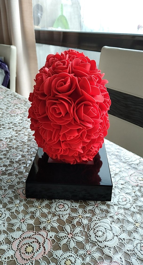 Kırmızı Gül Detaylı Kalp Şeklinde hediye - Görsel 2