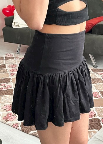 Diğer Siyah Volanli Gotik Mini Etek Sort Ambar