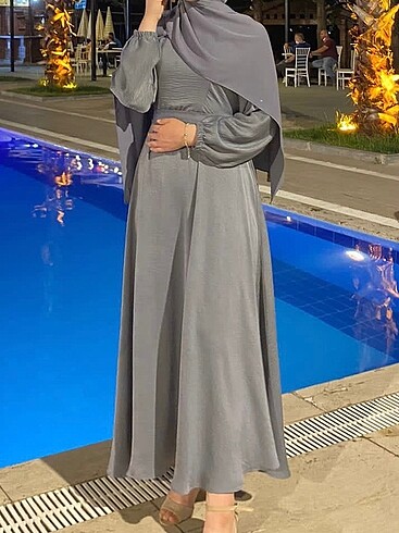 Diğer Gri saten abiye