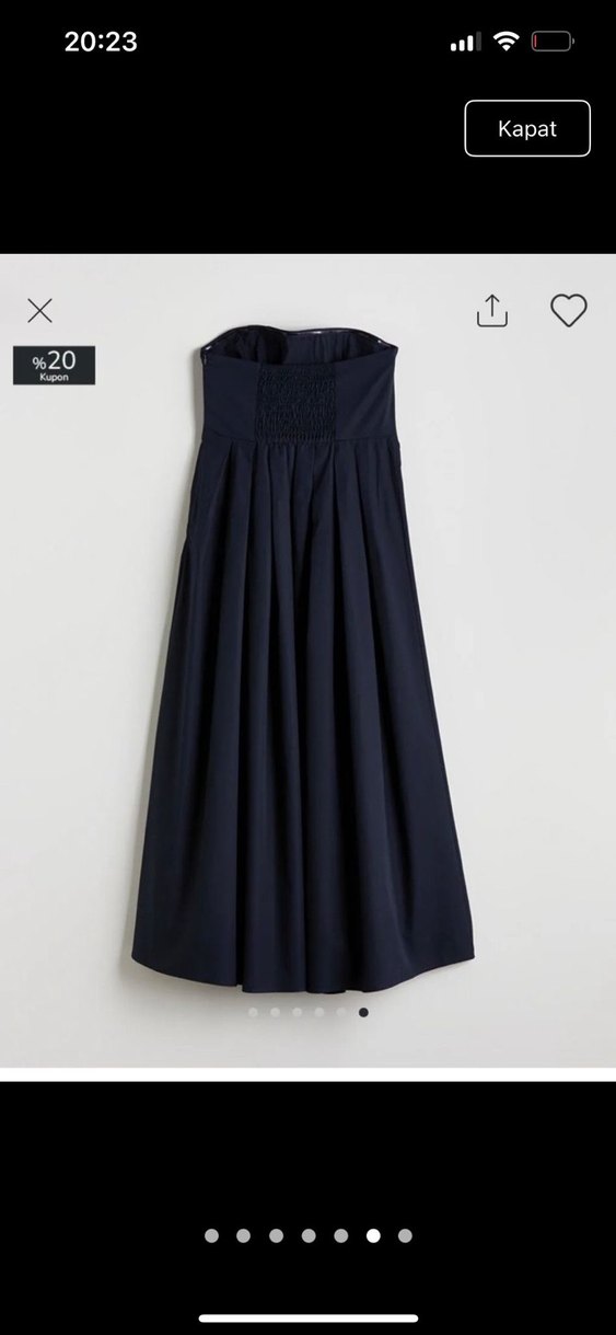 Lacivert Straplez Pilili Midi Elbise - Görsel 3