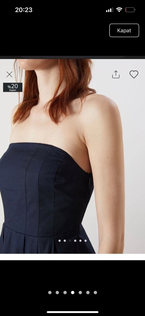 Lacivert Straplez Pilili Midi Elbise - Görsel 2