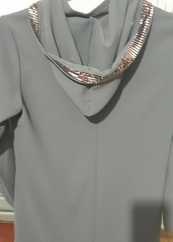 Kadın Gri Uzun Kollu Uzun Boy ferace - Görsel 4