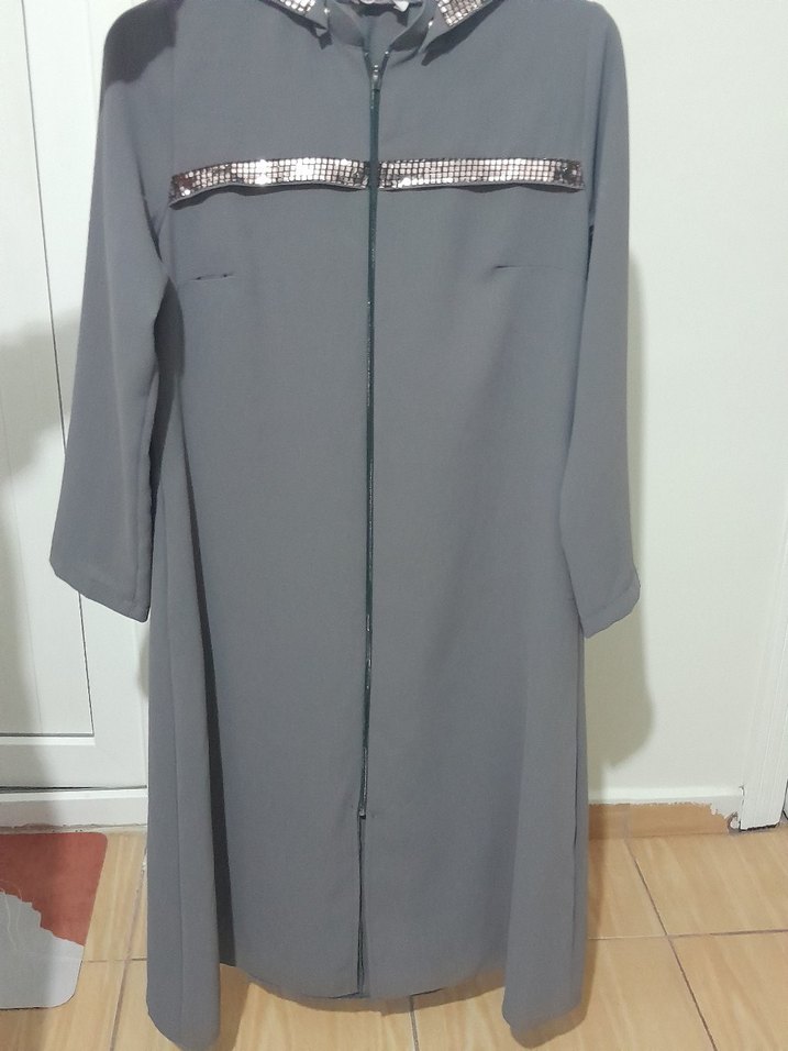 Kadın Gri Uzun Kollu Uzun Boy ferace - Görsel 2