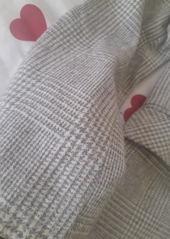 Gri Ekose Düğmeli Midi Kadın Kaban - Görsel 7