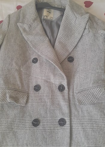 Gri Ekose Düğmeli Midi Kadın Kaban - Görsel 8