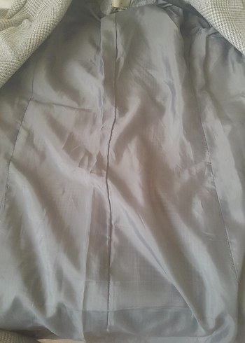 Gri Ekose Düğmeli Midi Kadın Kaban - Görsel 6