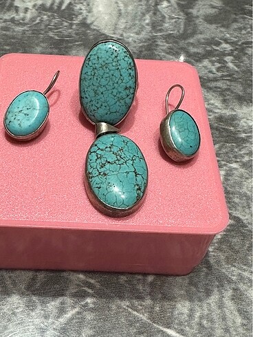 925 ayar gümüş firuze taşlı set