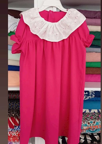 Pembe Nakışlı Kız Elbisesi