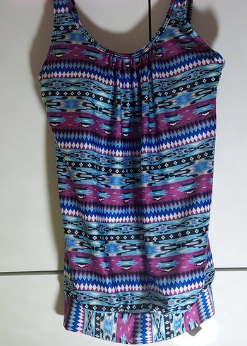 Mor Bohem Tarzı Salaş Kolsuz Mayo - Görsel 4