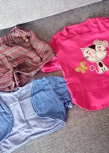 Kız Bebek Kısa Kollu Renkli Bluz Seti