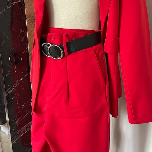 l Beden kırmızı Renk BLAZER TAKIM