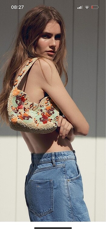 Zara boncuklu çanta