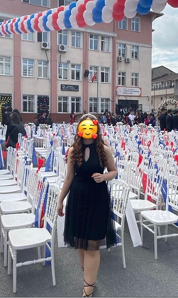 m Beden Kısa tüllü elbise
