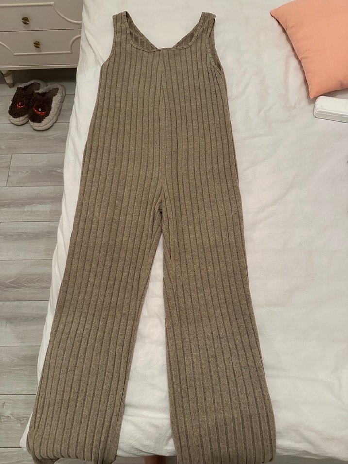 Bej Triko Hamile Tulum, Normal Boy, Strappy - Görsel 2