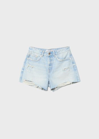 Stradivarius Denim D72 Ve Taşlı Siyah Denim Şort - Görsel 2