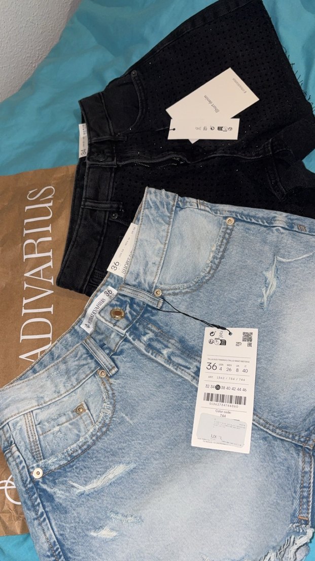 Stradivarius Denim D72 Ve Taşlı Siyah Denim Şort - Görsel 3
