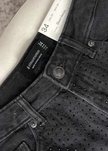 stradivarius taşlı denim&kot şort - Görsel 4