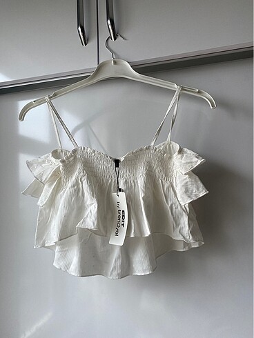 Beyaz crop bluz - Görsel 3