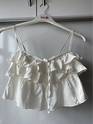 Beyaz crop bluz - Görsel 2