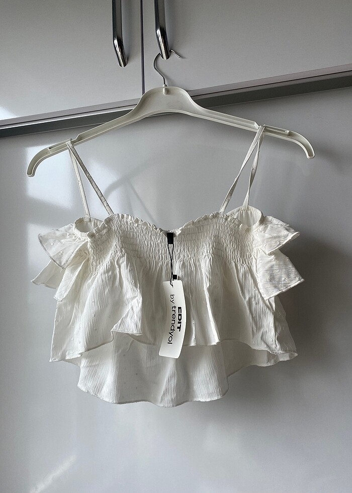 Beyaz crop bluz - Görsel 3