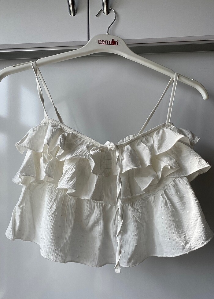 Beyaz crop bluz - Görsel 2