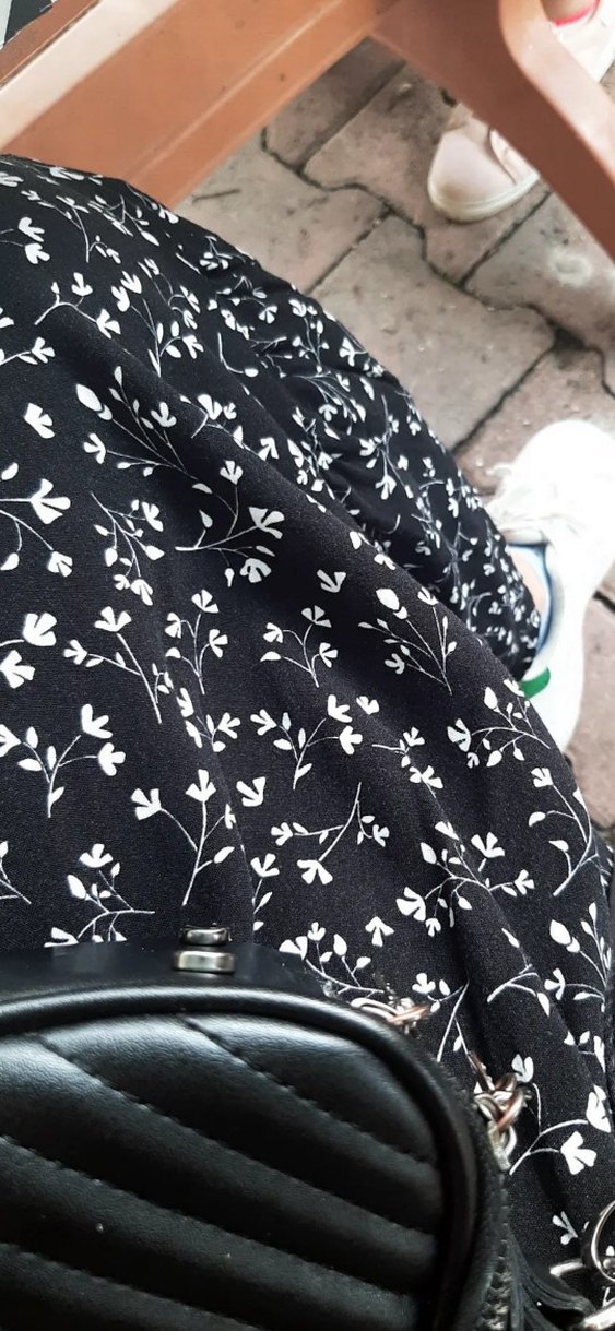 siyah uzun çiçekli elbise - Görsel 2